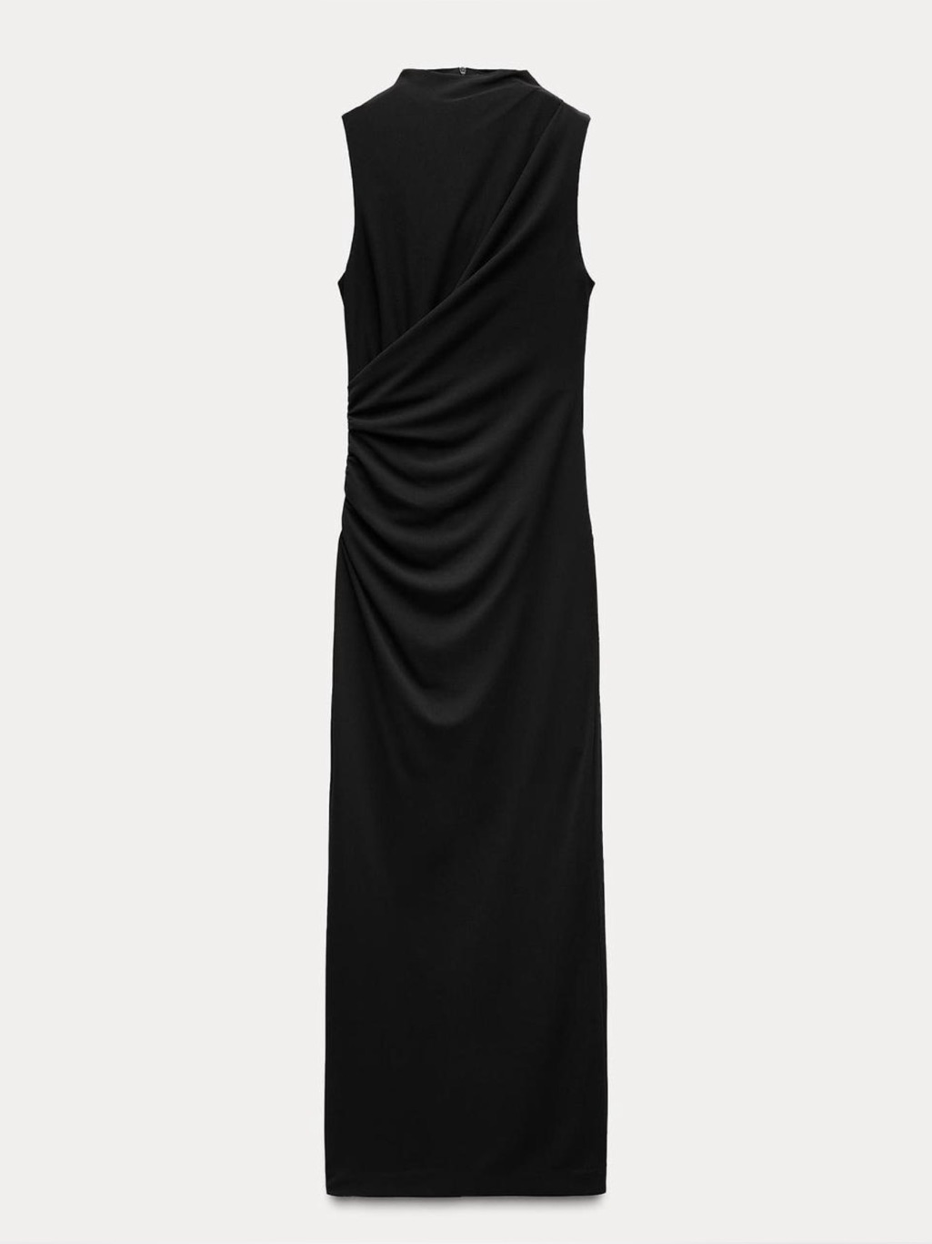 Zara Black Sleeveless Ruched Maxi Dress Size S